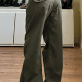 Pantalones cargo casuales de estilo paracaídas con pierna ancha