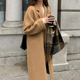 Abrigo informal de lana de primavera con cuello con muesca