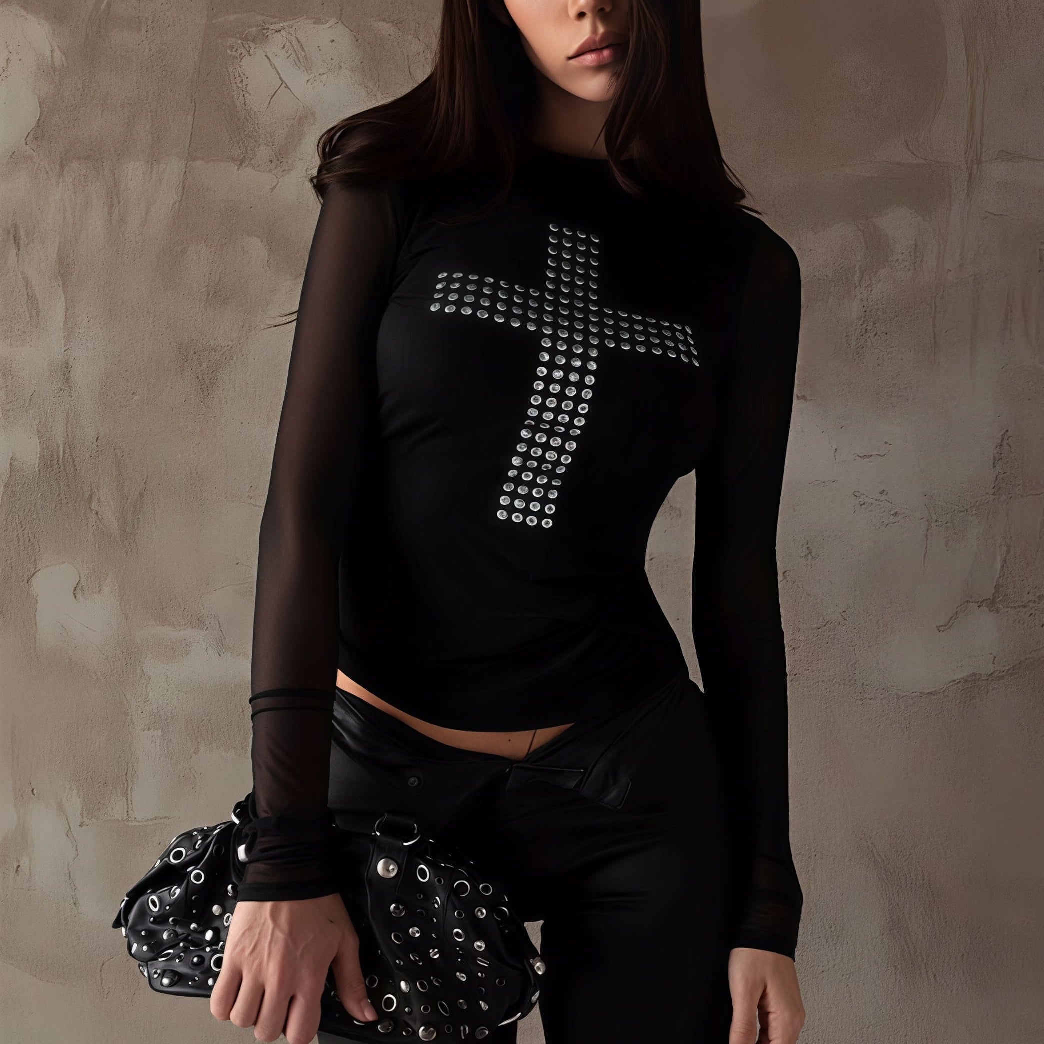 Blusa estampada moderna y sexy con cuello redondo.