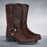 Zapatos de vaquero unisex – cuero – media pantorrilla – correa con hebilla – estilo western
