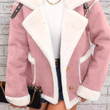 Abrigo de invierno de felpa cálido e informal con cuello.