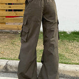 Pantalones cargo de cintura alta en color verde militar