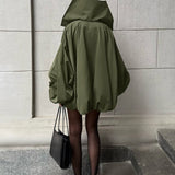 Gabardina verde retro única, extragrande y ajustada, de dos piezas