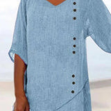 Blusa de mujer – Corte holgado – Tejido transpirable – Mangas medias – Cuello en V