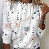 Blusa de mujer – Corte holgado – Estampado floral – Mangas largas – Tejido transpirable