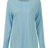 Blusa de mujer – Corte recto – Mangas largas – Cuello redondo – Tejido texturizado transpirable