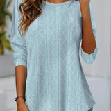 Blusa de mujer – Corte recto – Mangas largas – Cuello redondo – Tejido texturizado transpirable