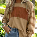 Blusa de mujer – Corte oversize – Mangas largas estampadas – Cuello redondo – Tejido transpirable