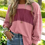 Blusa de mujer – Corte oversize – Mangas largas estampadas – Cuello redondo – Tejido transpirable