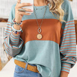 Blusa de mujer – Corte oversize – Mangas largas estampadas – Cuello redondo – Tejido transpirable