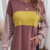 Blusa de mujer – Corte oversize – Mangas largas estampadas – Cuello redondo – Tejido transpirable