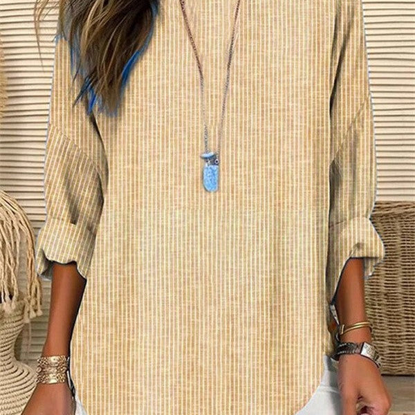 Blusa de mujer – Corte holgado – Mangas largas – Rayas verticales – Tejido transpirable