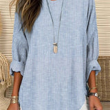 Blusa de mujer – Corte holgado – Mangas largas – Rayas verticales – Tejido transpirable