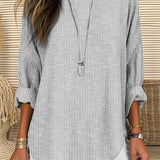 Blusa de mujer – Corte holgado – Mangas largas – Rayas verticales – Tejido transpirable