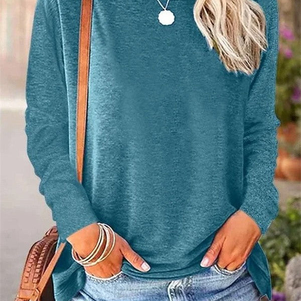 Blusa de mujer – Punto suave – Corte holgado – Mangas largas – Cuello redondo informal