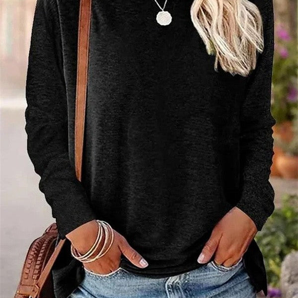 Blusa de mujer – Punto suave – Corte holgado – Mangas largas – Cuello redondo informal