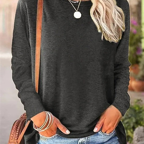Blusa de mujer – Punto suave – Corte holgado – Mangas largas – Cuello redondo informal