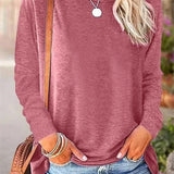 Blusa de mujer – Punto suave – Corte holgado – Mangas largas – Cuello redondo informal