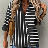Blusa de mujer – Corte holgado – Tejido transpirable – Mangas largas – Rayas verticales