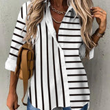 Blusa de mujer – Corte holgado – Tejido transpirable – Mangas largas – Rayas verticales