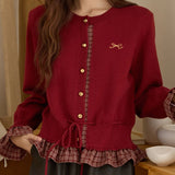 Chaleco de cuello redondo con cuadros de patchwork