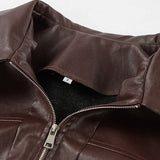 Chaqueta vintage de cuero sintético marrón