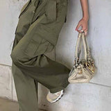 Pantalones cargo de cintura alta, corte ajustado y pierna recta