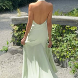 Vestido maxi sexy ajustado con escote pronunciado en tul patchwork