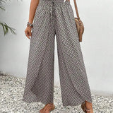 Pantalones anchos para mujer - Cintura elástica con cordón - Cómodos y fluidos