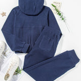 Conjunto de ropa de estar por casa para mujer: Top de cuello alto con cremallera y pantalones con cintura elástica