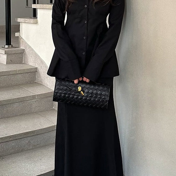 Conjunto de blazer de dos piezas con cuello en V y corte entallado