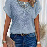 Top de mujer - Corte holgado - Elegante detalle de encaje - Tejido texturizado transpirable