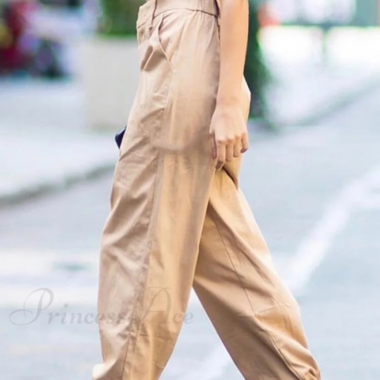 Pantalones de calle de pierna ancha con cadena