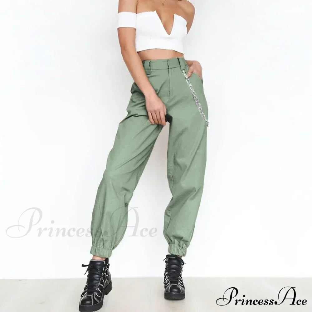 Pantalones de calle de pierna ancha con cadena