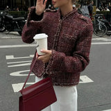Elegante chaqueta corta de tweed al estilo Chanel