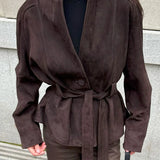 Chaqueta elegante de ante con mangas largas