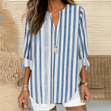 Túnica de mujer - Corte holgado - Mangas largas - Cuello en V elegante - Estilo informal
