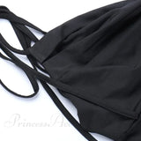Vestido de cuello vuelto con tirantes y abertura
