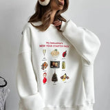 Sudadera de cuello redondo con estampado de dibujos animados y forro polar.