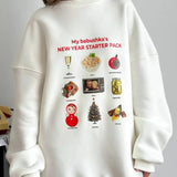 Sudadera de cuello redondo con estampado de dibujos animados y forro polar.