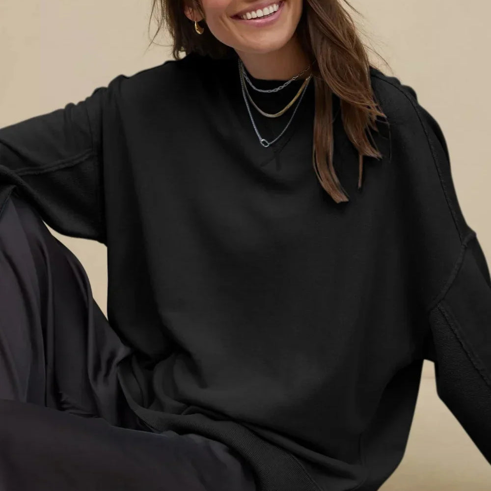 Sudadera minimalista informal de cuello redondo