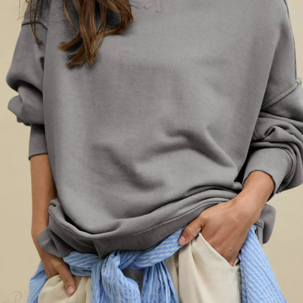Sudadera minimalista informal de cuello redondo