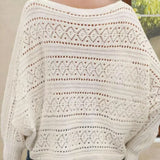 Blusa de crochet calada con hombros descubiertos y mangas murciélago