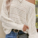 Blusa de crochet calada con hombros descubiertos y mangas murciélago