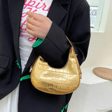Bolso de hombro sencillo en piel sintética con efecto cocodrilo