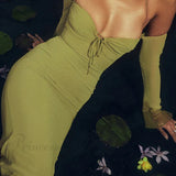 Vestido midi transparente de malla verde criptográfica