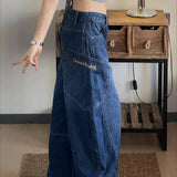 Pantalones cargo de cintura alta y pierna ancha en denim curvado