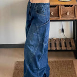 Pantalones cargo de cintura alta y pierna ancha en denim curvado