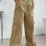 Pantalón cargo utilitario con cintura elástica, estilo americano