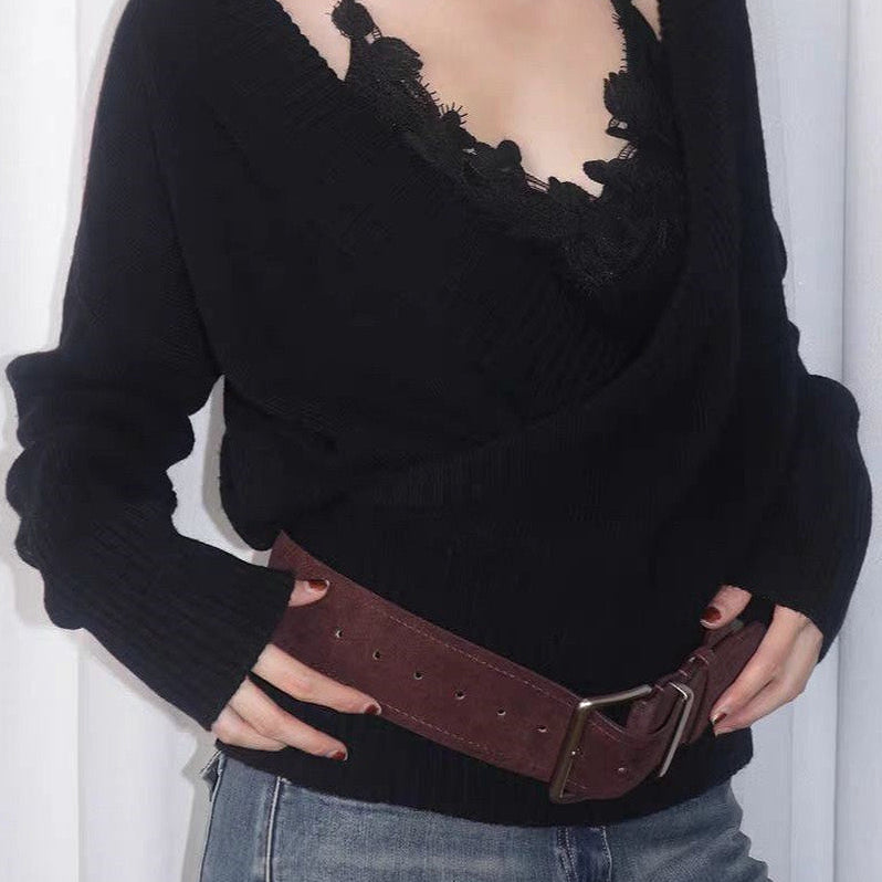 blusa minimalista de punto envolvente